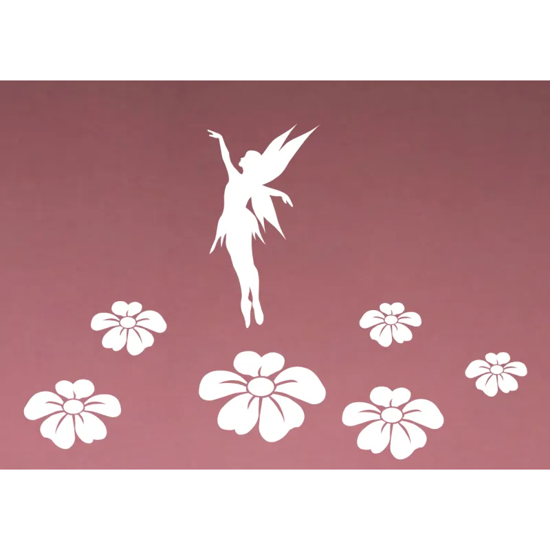 NAKLEJKI - WRÓŻKA + 6 szt. KWIATÓW