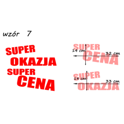 naklejki napis SUPER OKAZJA i SUPER CENA wzór nr7