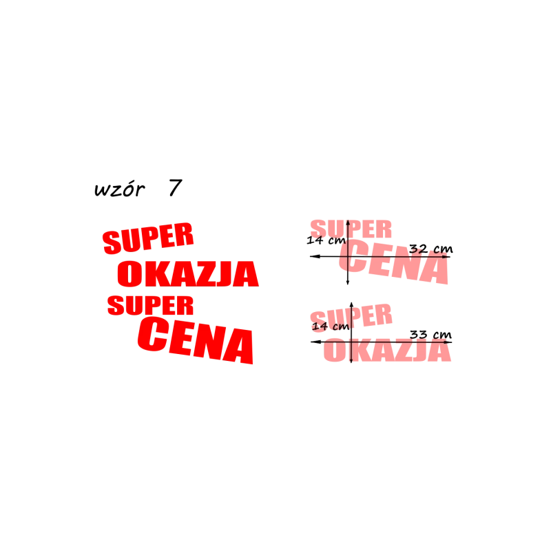 naklejki napis SUPER OKAZJA i SUPER CENA wzór nr7
