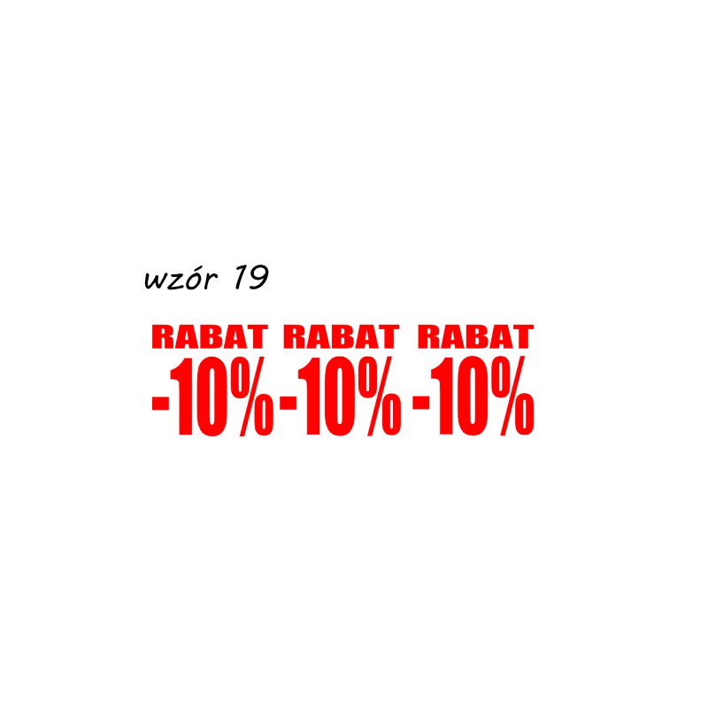 naklejki napis RABAT -10% wzór nr 19 XL