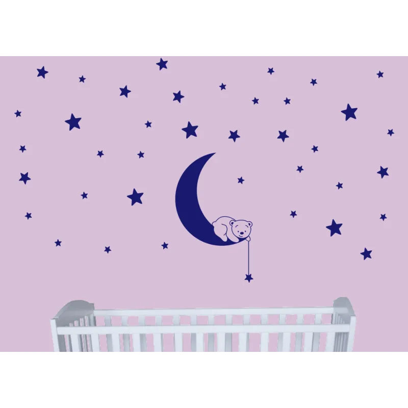 naklejka na ściany, meble MIŚ MISIO KSIĘŻYC GWIAZDY