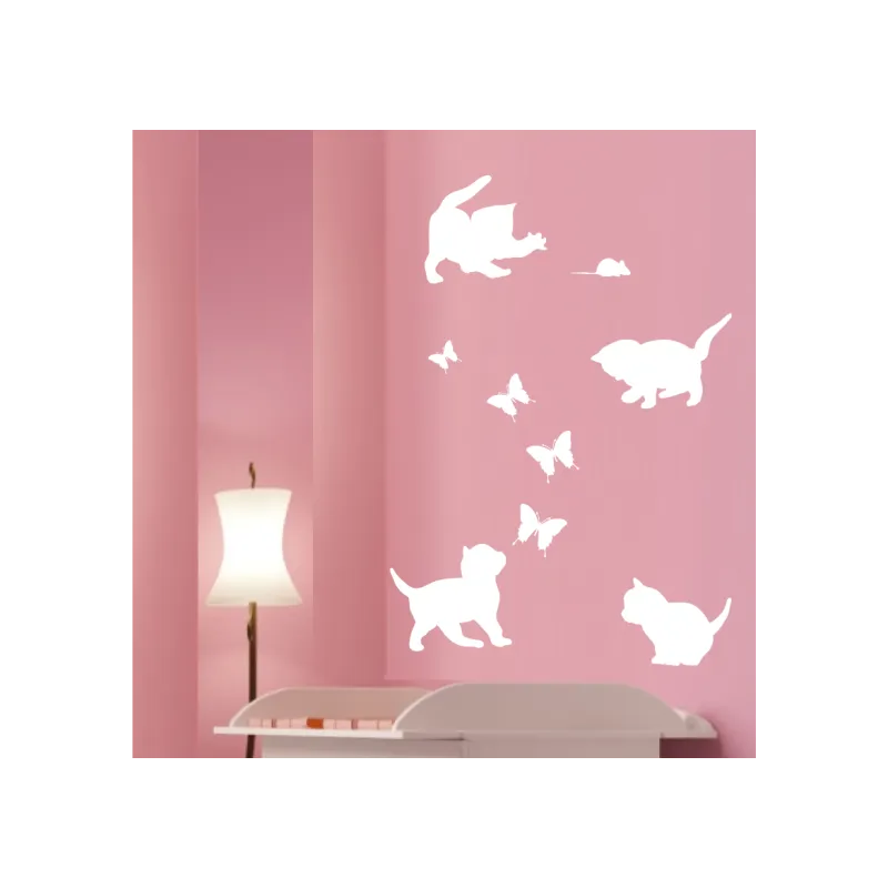 naklejki KOTKI + MOTYLE + MYSZKA zestaw 9 szt