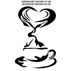 naklejki do kuchni KAWA FILIŻANKA SERCE 40x27cm na ścianę, meble