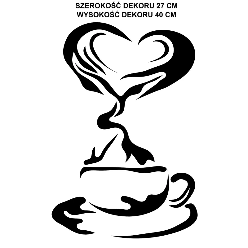 naklejki do kuchni KAWA FILIŻANKA SERCE 40x27cm na ścianę, meble