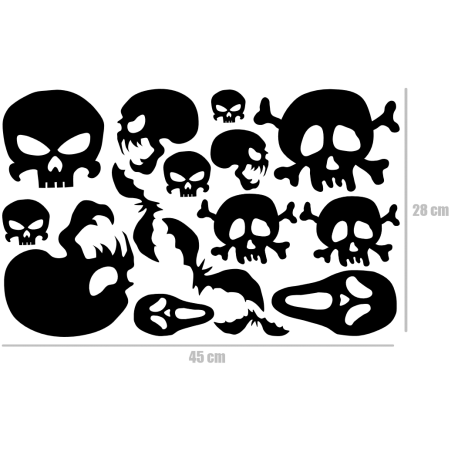 naklejki zestaw 15szt CZASZKA NIETOPERZ Halloween